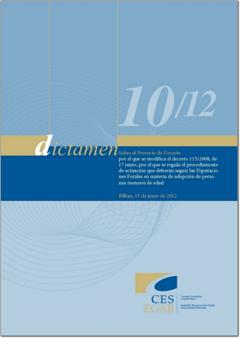 Dictamen 10/12 sobre el Proyecto de Decreto por el que se modifica el decreto 115/2008, de 17 junio, por el que se regula el procedimiento de actuación que deberán seguir las Diputaciones Forales